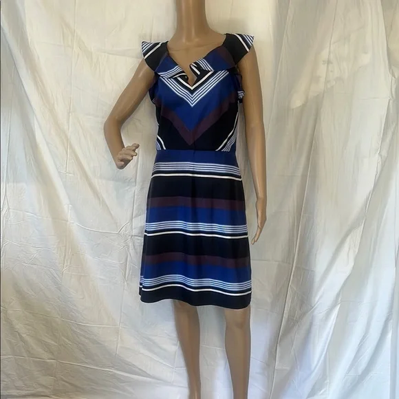 Banana Republic Elegant Striped Blue and Black Dress - Picture 2 of 8